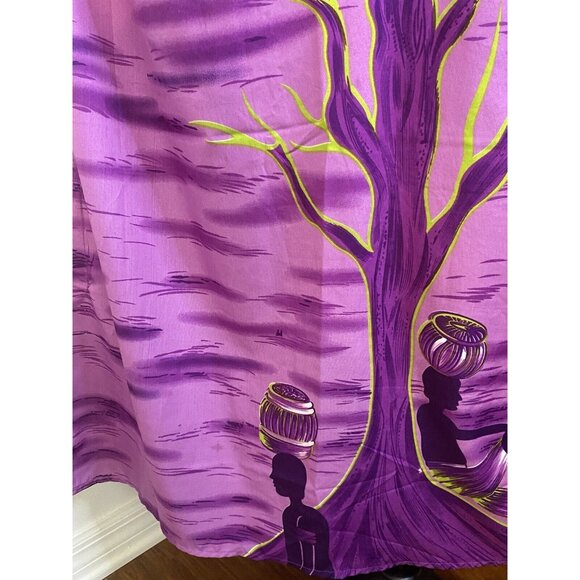 Vtg Metropolitan Purple African OS House Dress Kaftan V Neck Mrs. Roper Muumuu - Picture 4 of 16